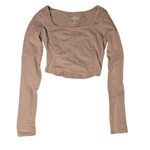 Hollister Long Sleeve Baby Tee Cropped Camel Brown Size XXS MUST HAVE COLLECTION